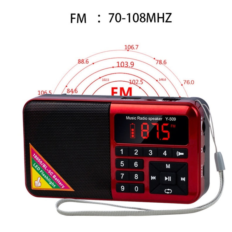 Bluetooth Card Radio Digital FM Player, Specifications: Y-509FM (No Solar Panel)(Blue) - Radio Player by PMC TechLife | Online Shopping South Africa | PMC TechLife | Buy Now Pay Later Mobicred