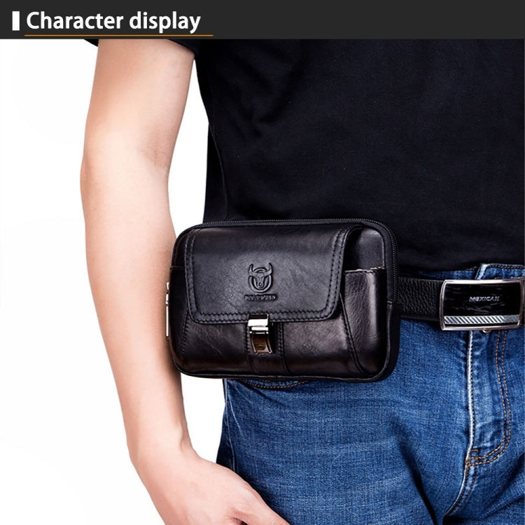BULL CAPTAIN Multifunctional Leather Mobile Phone Small Waist Bag For Men(Horizontal Black) - Wallets by BULL CAPTAIN | Online Shopping South Africa | PMC TechLife | Buy Now Pay Later Mobicred