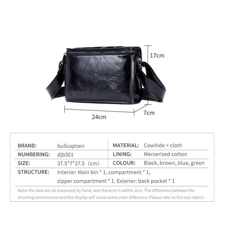 BULL CAPTAIN Leather Shoulder Messenger Bag For Men(Cool Black) - free shipping - PMC TechLife - Order now!