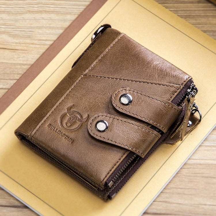 BULL CAPTAIN  Leather Three-fold Zipper Wallet For Men(Brown) - free shipping - PMc TechLife - Order now!