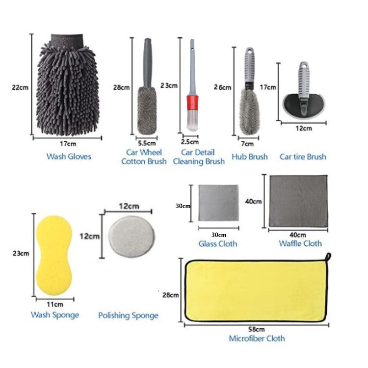 12 PCS / Set Car Wash Tool Brush Car Tires Brush Double Strand Wheel Brush(Gray) - Car washing supplies by PMC TechLife | Online Shopping South Africa | PMC TechLife | Buy Now Pay Later Mobicred