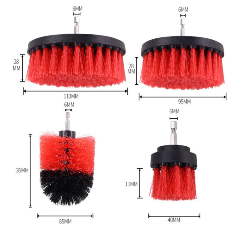 16 PCS / Set Car Washing Tool Brush Drill Cleaning Brush Tire Cleaning Floor Brush(Red) - Car washing supplies by PMC TechLife | Online Shopping South Africa | PMC TechLife | Buy Now Pay Later Mobicred