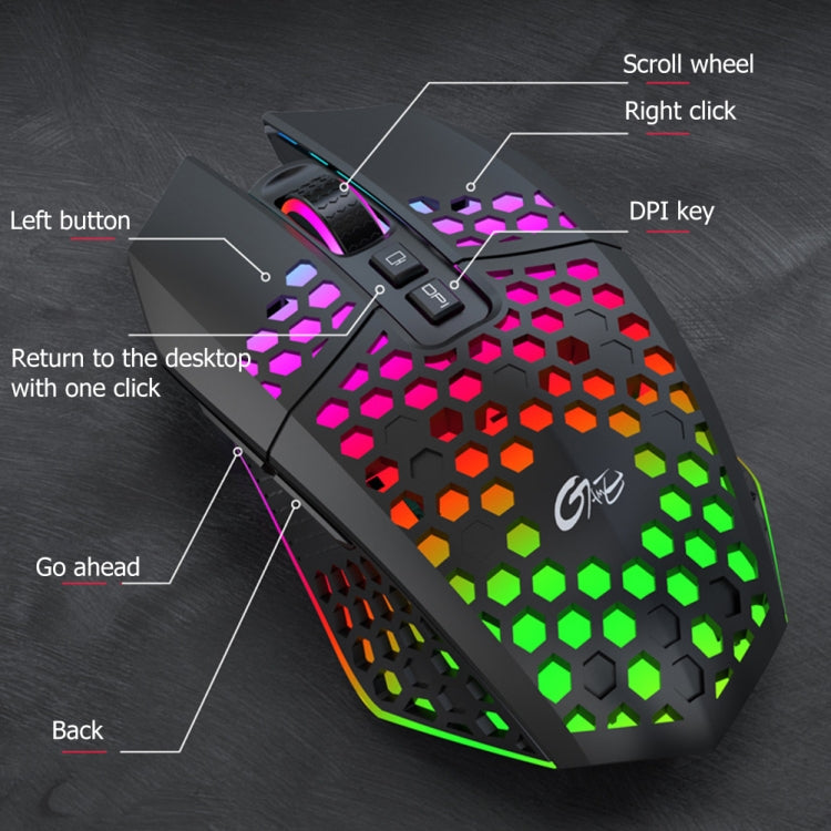 FMOUSE  X801 8 Keys 1600DPI Hollow Luminous Gaming  Office Mouse,Style: Black Wireless Rechargeable - free shipping - PMC Jewellery - Order now!