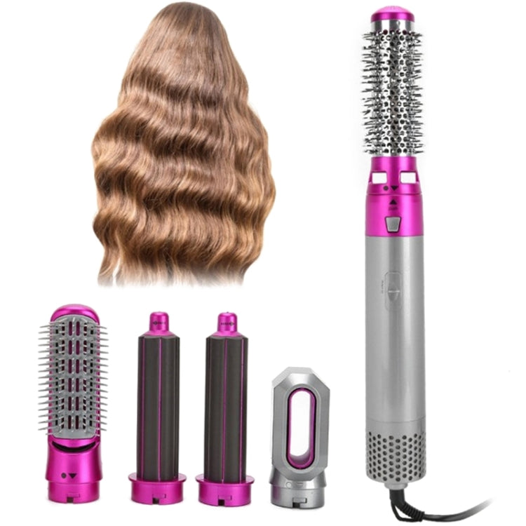 5-in-1 Hot-air Comb Automatic Straightening Dual-purpose Hair Dryer Silver+Rose Red(US Plug) - free shipping - PMC TechLife - Order now!