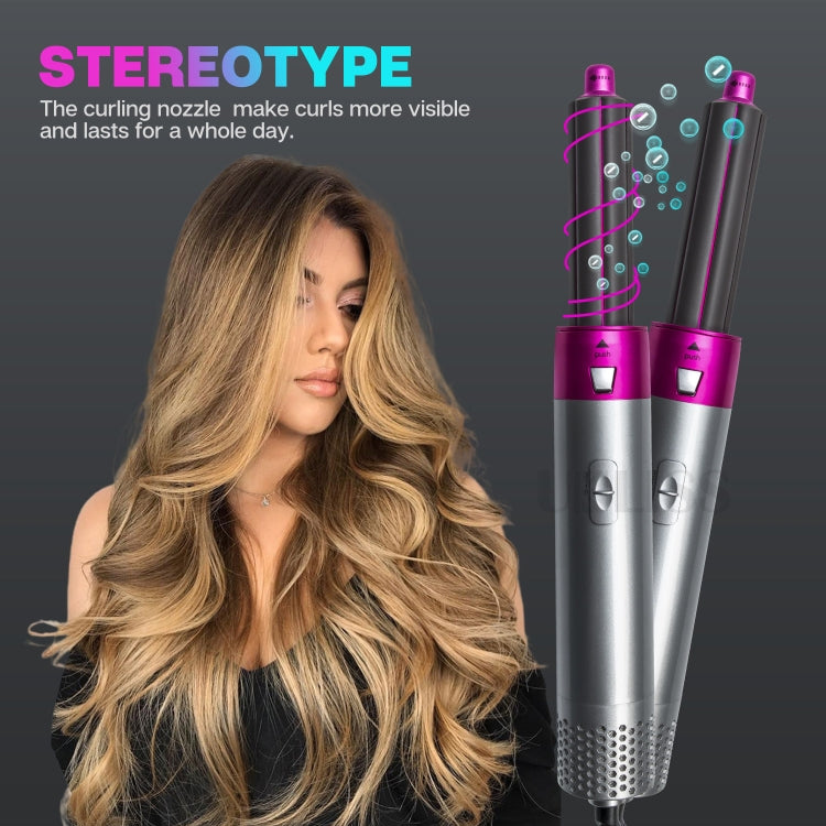 5-in-1 Hot-air Comb Automatic Straightening Dual-purpose Hair Dryer Silver+Rose Red(US Plug) - free shipping - PMC TechLife - Order now!