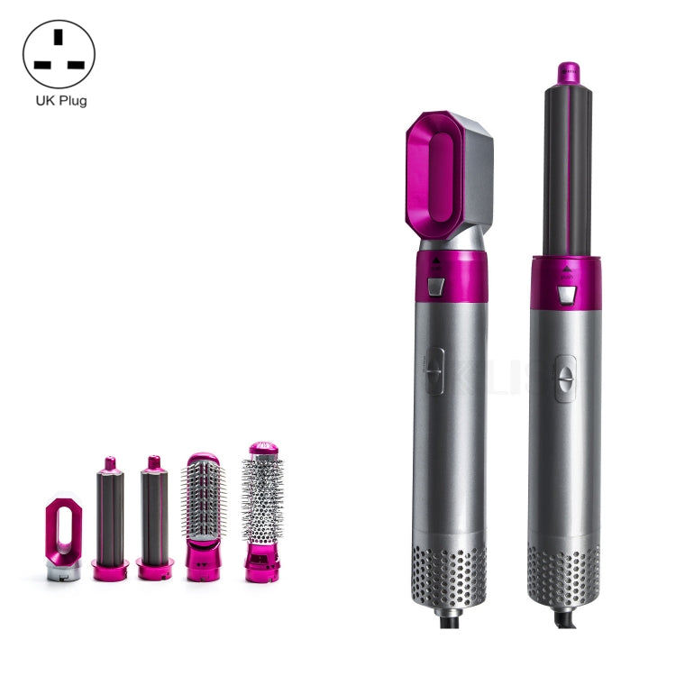 5-in-1 Hot-air Comb Automatic Straightening Dual-purpose Hair Dryer Silver+Rose Red(UK Plug) - free shipping - PMC TechLife - Order now!