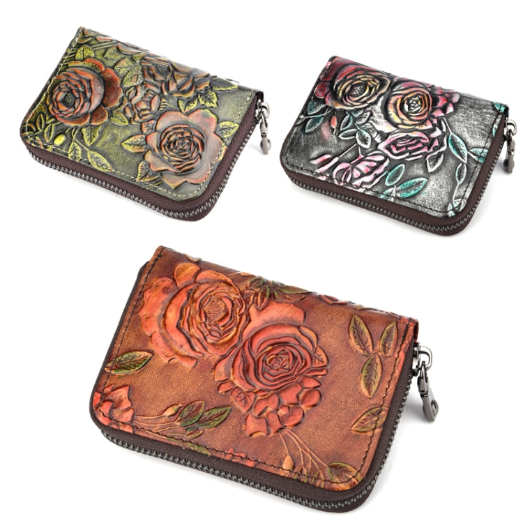 Zip Multi-card Hand-painted Organ Leather Card Holder(Silver) - free shipping - PMC TechLife - Order now!