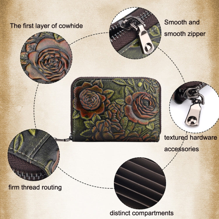 Zip Multi-card Hand-painted Organ Leather Card Holder(Silver) - free shipping - PMC TechLife - Order now!