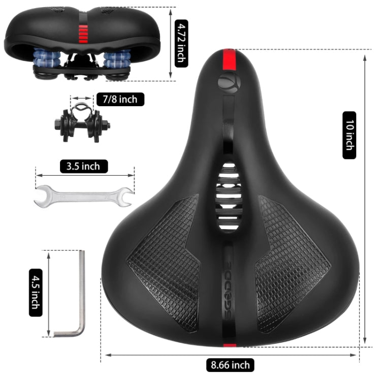 SGODDE Mountain Bike Shock Absorbing Thickened Soft Saddle(Black Red) - Bicycle Saddle by PMc TechLife | Online Shopping South Africa | PMc TechLife | Buy Now Pay Later Mobicred