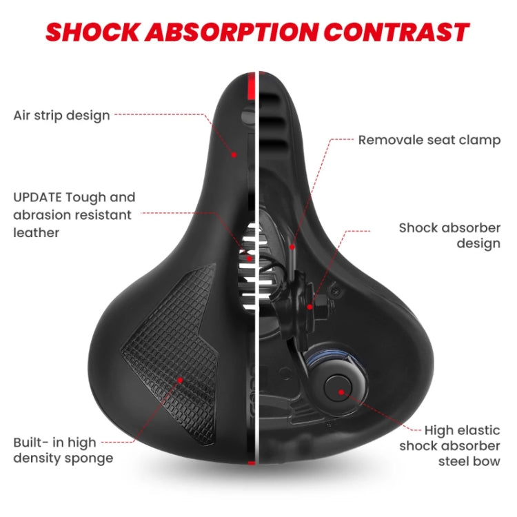 SGODDE Mountain Bike Shock Absorbing Thickened Soft Saddle(Black Red) - Bicycle Saddle by PMc TechLife | Online Shopping South Africa | PMc TechLife | Buy Now Pay Later Mobicred