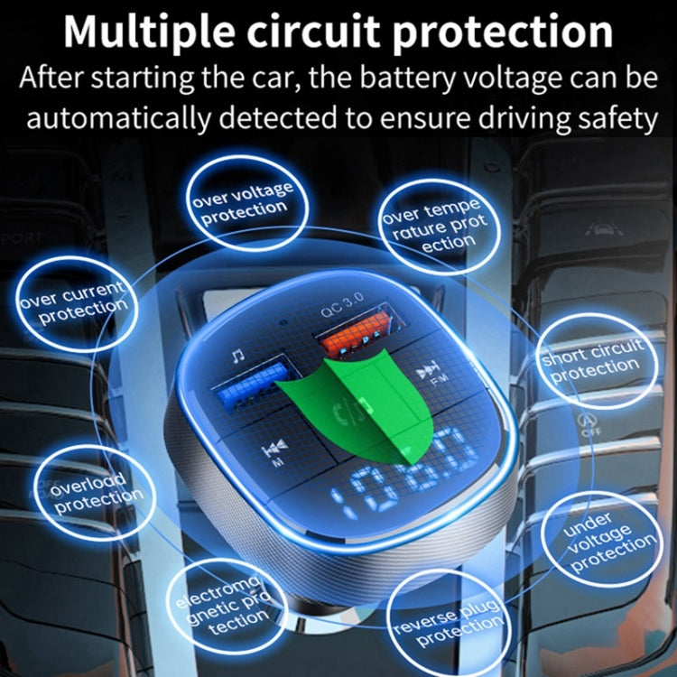 QC3.0 Fast Charge Car Bluetooth MP3 Player Car FM Transmitter(Black) - Bluetooth Car Kits by PMC TechLife | Online Shopping South Africa | PMC TechLife | Buy Now Pay Later Mobicred