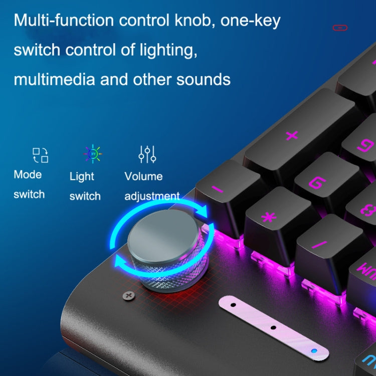 LANGTU K1000 104 Keys Wired Keyboard, Cable Length: 1.5m(Black Blue Green Shaft Ice Blue Light) - free shipping - PMC Jewellery - Order now!