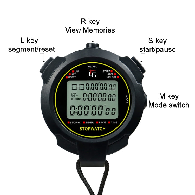 YS Stopwatch Timer Training Fitness Competition Stopwatch, Style: YS-7100 100 Memories(Black) - Pedometer by PMc TechLife | Online Shopping South Africa | PMc TechLife | Buy Now Pay Later Mobicred