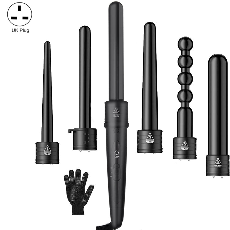 6 In 1 Tube Changed LED Display Tourmaline Ceramic Hair Curler(UK Plug+3) - free shipping - PMC TechLife - Order now!