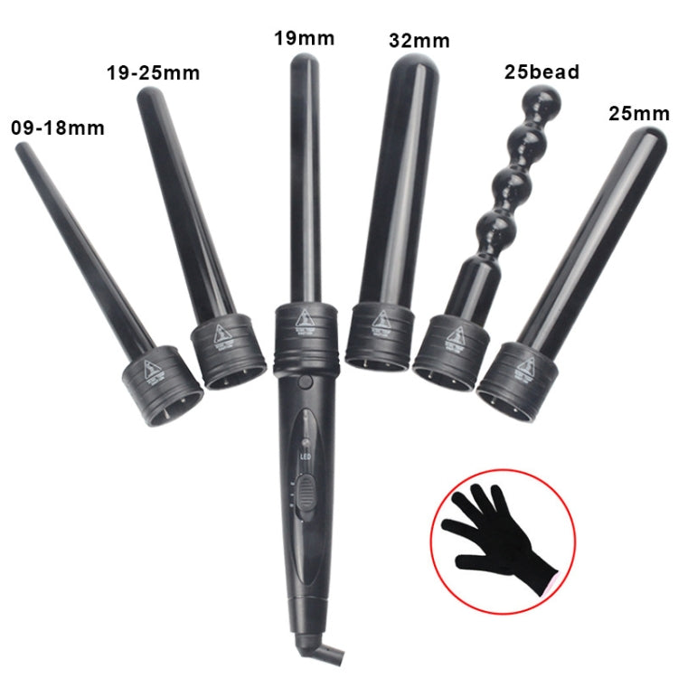 6 In 1 Tube Changed LED Display Tourmaline Ceramic Hair Curler(UK Plug+3) - free shipping - PMC TechLife - Order now!