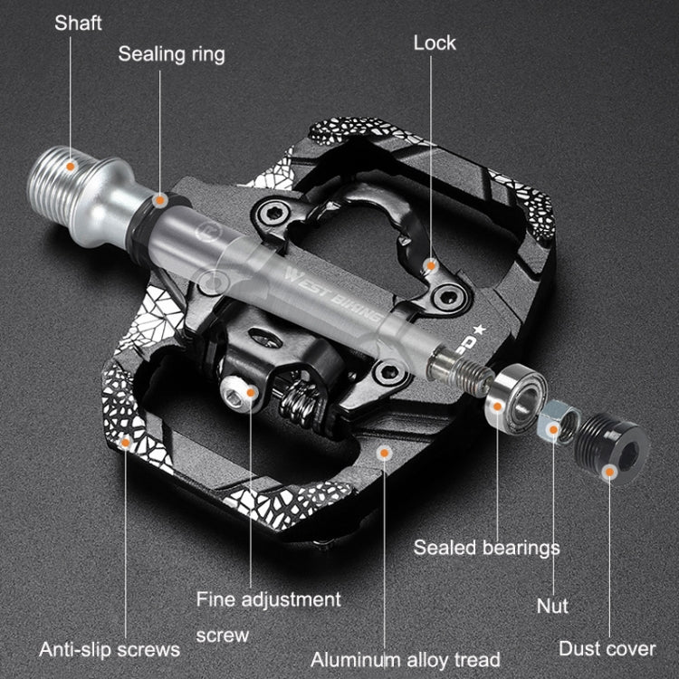 A Pair WEST BIKING YP0802086 Mountain Bike Aluminum Bearing Pedals(Blue) - Pedals by WEST BIKING | Online Shopping South Africa | PMc TechLife | Buy Now Pay Later Mobicred