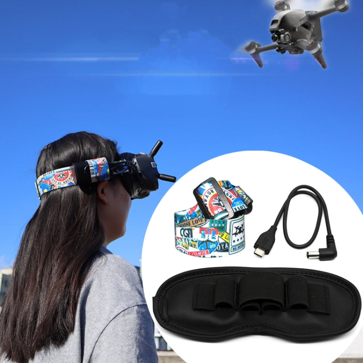 Flight Video Glasses Graffiti Color Headband Fixed Strap For DJI FPV Goggles V2 Strap + Power Line + Pad - Other Accessories by PMC TechLife | Online Shopping South Africa | PMC TechLife | Buy Now Pay Later Mobicred