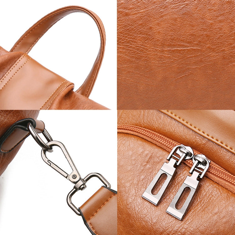 TFZ468 Vintage PU Soft Leather Ladies Backpack(Khaki) - Double-shoulder Bags by PMC TechLife | Online Shopping South Africa | PMC TechLife