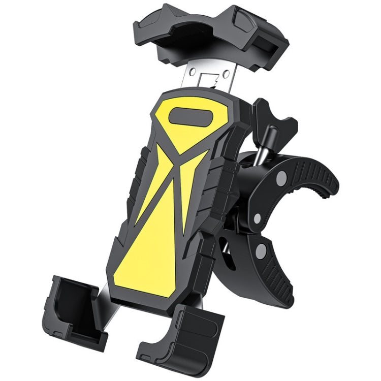 L101+M011 Outdoor Cycling Mechanical Locking Phone Holder(Yellow) - Holders by PMC TechLife | Online Shopping South Africa | PMC TechLife | Buy Now Pay Later Mobicred
