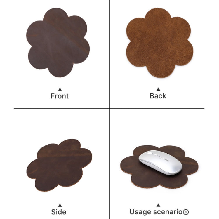 CONTACTS FAMILY Crazy Horse Leather Retro Petal Office Mouse Pad(Coffee) - Mouse Pads by CONTACTS FAMILY | Online Shopping South Africa | PMC TechLife | Buy Now Pay Later Mobicred