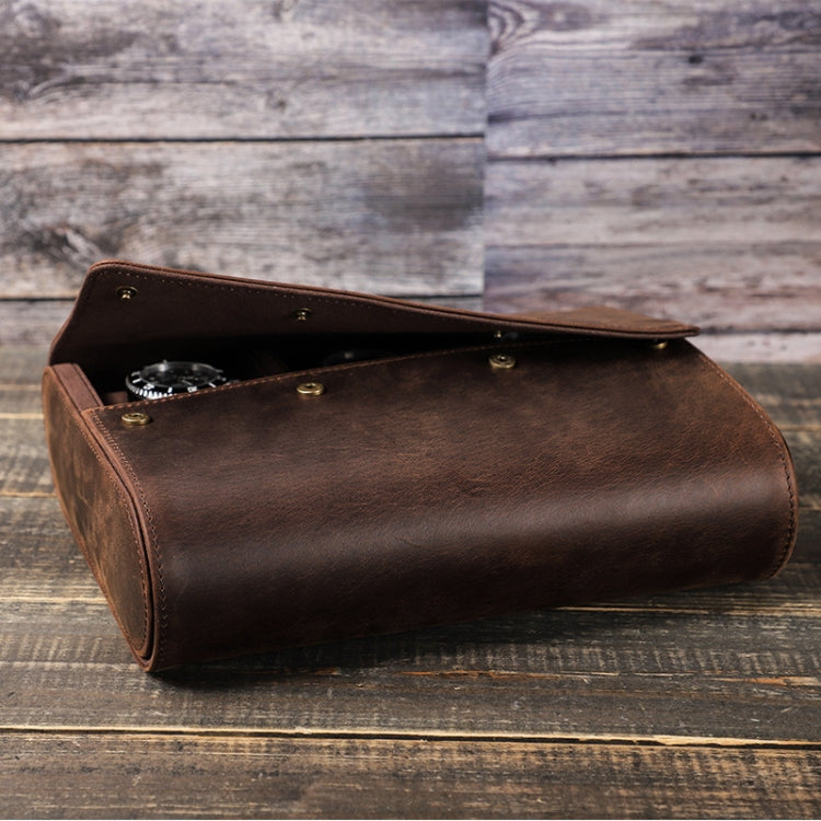 CONTACTS FAMILY Vintage Crazy Horse Leather Outdoor Travel Watch Case(Brown) - free shipping - PMC TechLife - Order now!