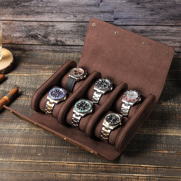 CONTACTS FAMILY Vintage Crazy Horse Leather Outdoor Travel Watch Case(Brown) - free shipping - PMC TechLife - Order now!