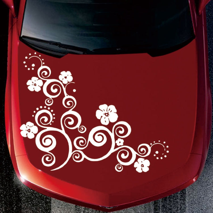 D-908 Summer Flower Totem PVC Car Hood Sticker(White) - Decorative Sticker by PMC TechLife | Online Shopping South Africa | PMC TechLife | Buy Now Pay Later Mobicred