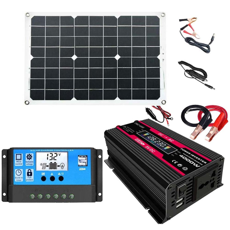 Zhi Zun Solar Power System Inverters+30A Controller+18W 18V Solar Panel, Specification: Black 12V To 220V - free shipping - PMC TechLife - Order now!