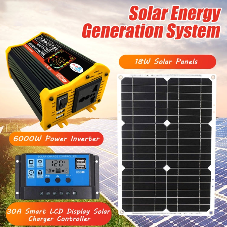 Saga 3 Generations Home Solar Generator Inverter+30A Controller+18W 12V Solar Panel, Specification: Black 12V To 220V - Modified Square Wave by PMC TechLife | Online Shopping South Africa | PMC TechLife | Buy Now Pay Later Mobicred