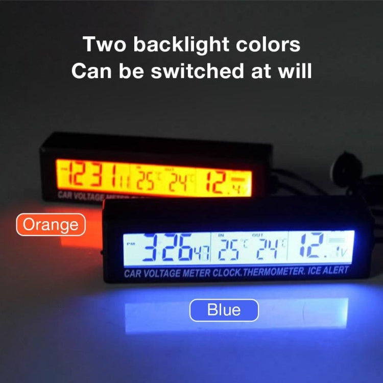 Car Inside And Outside Dual Temperature+Clock+Voltage LED Electronic Display(Orange+Blue) - free shipping - PMC TechLife - Order now!