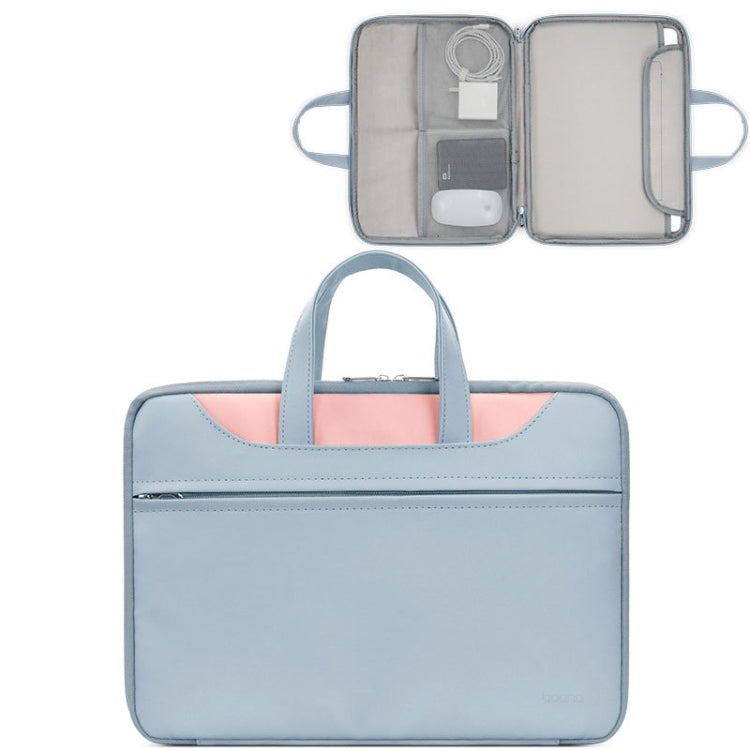 Baona BN-Q006 PU Leather Full Opening Laptop Handbag For 13/13.3 inches(Sky Blue+Pink) - free shipping - PMC Jewellery - Order now!