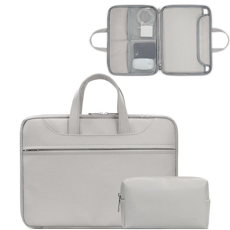 Baona BN-Q006 PU Leather Full Opening Laptop Handbag For 14 inches(Gray+Power Bag) - free shipping - PMC Jewellery - Order now!