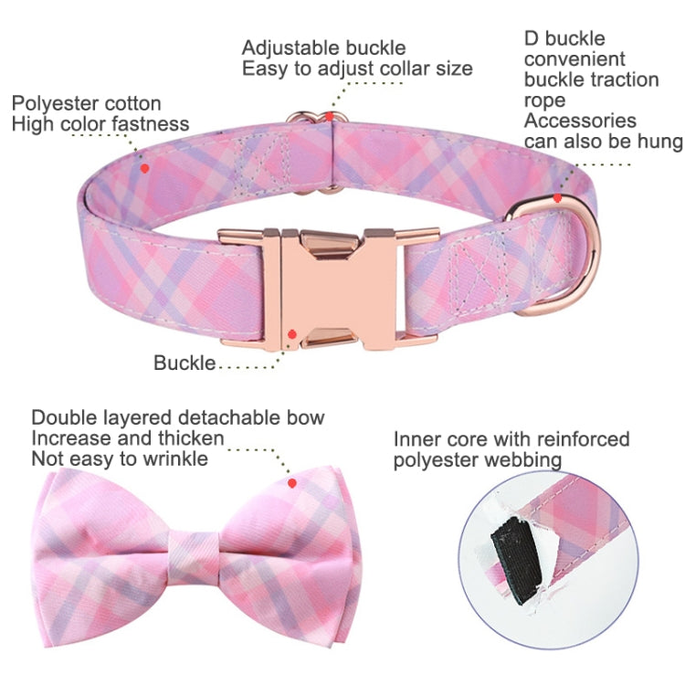 Rose Gold Buckle Pet Detachable Bow Collar, Size: M 2.0x33-50cm(Blue Snake Flower) - Collars by PMC TechLife | Online Shopping South Africa | PMC TechLife