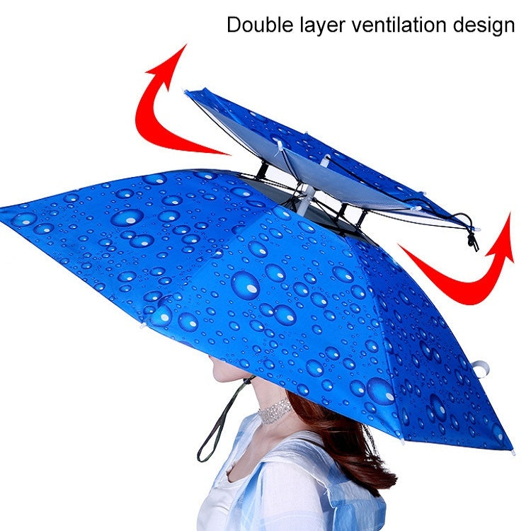 Double-layer Fishing Umbrella Hat Outdoor Sunscreen And Rainproof Folding Umbrella Hat, Color: 95 Blue (Elastic Band) - Umbrellas by PMC TechLife | Online Shopping South Africa | PMC TechLife