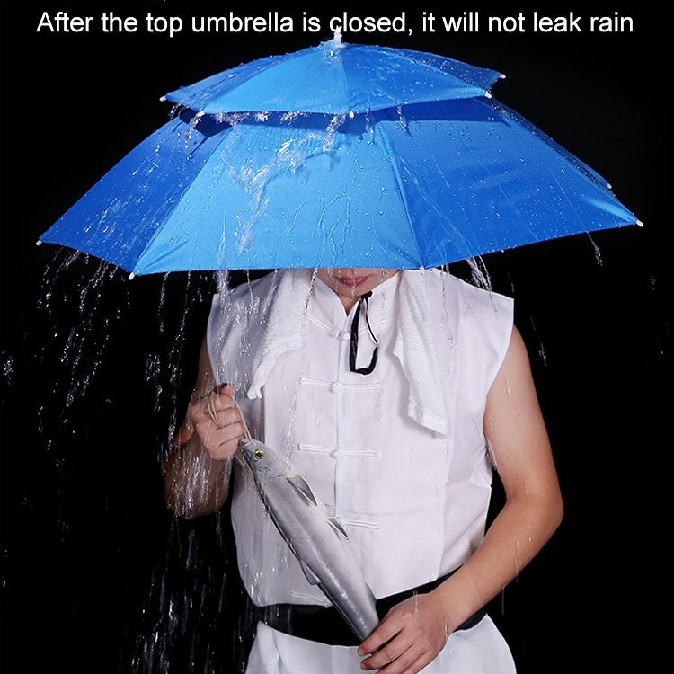 Double-layer Fishing Umbrella Hat Outdoor Sunscreen And Rainproof Folding Umbrella Hat, Color: 80 Camellia - Umbrellas by PMC TechLife | Online Shopping South Africa | PMC TechLife