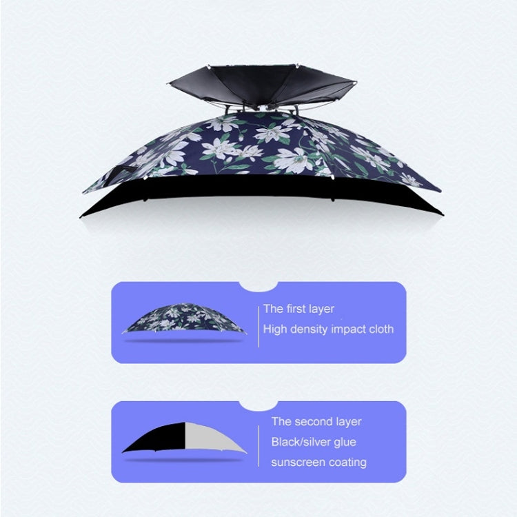 Double-layer Fishing Umbrella Hat Outdoor Sunscreen And Rainproof Folding Umbrella Hat, Color: 95 Camellia Vinyl (Rubber Sleeve) - Umbrellas by PMC TechLife | Online Shopping South Africa | PMC TechLife