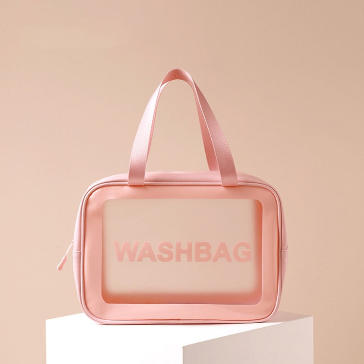 2 PCS Frosted Translucent Waterproof Storage Bag Cosmetic Bag Swimming Bag Wash Bag Pink L - Waterproof Bags by PMC TechLife | Online Shopping South Africa | PMC TechLife