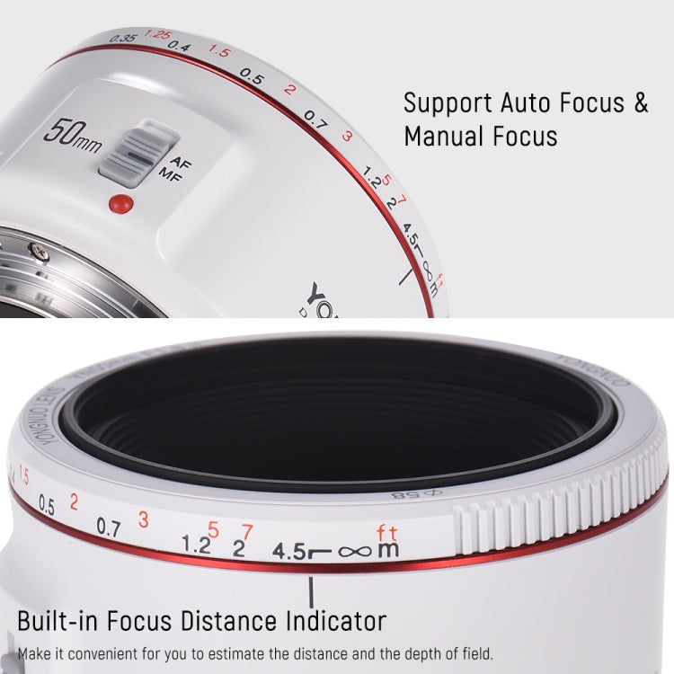 YONGNUO YN50mm F1.8 II Fixed Focus Lens Full Frame Automatic Focus For Canon SLR Camera - free shipping - PMC TechLife - Order now!