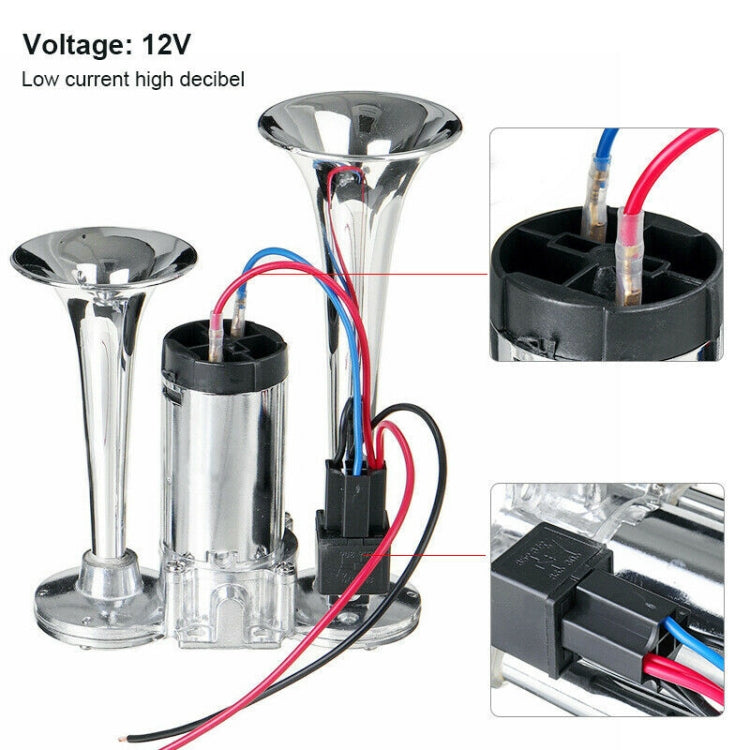 ST-1018S 600DB Double-tube Metal Conjoined Electric Pump Car Horn with Relay - Security Alarm System by PMC TechLife | Online Shopping South Africa | PMC TechLife