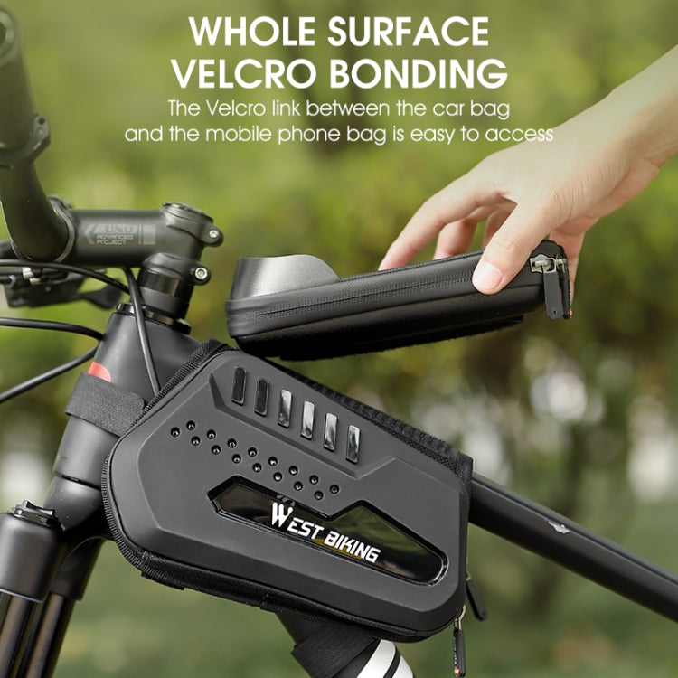 WEST BIKING Bicycle TPU Hard Shell Front Beam Bilateral Mobile Phone Bag(Black) - Bicycle Bags by WEST BIKING | Online Shopping South Africa | PMC TechLife | Buy Now Pay Later Mobicred