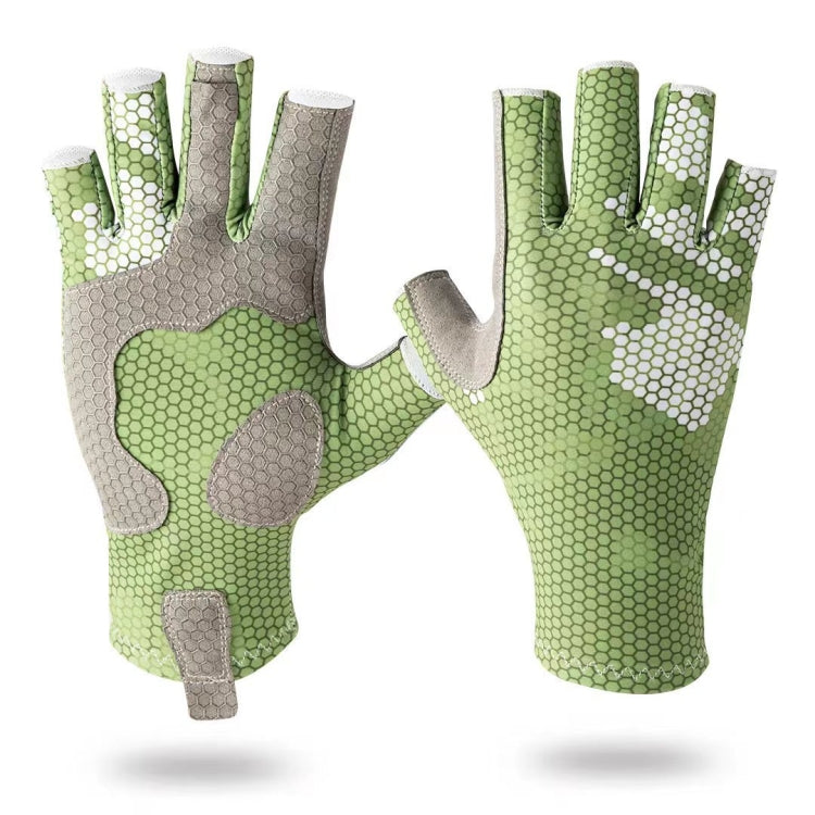 Ice Silk Half Finger Fishing Gloves Sunscreen  Riding Gloves, Size:  Free Size(Youth Green) - Safety Gloves by PMC TechLife | Online Shopping South Africa | PMC TechLife