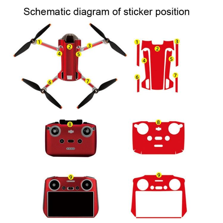 Sunnylife Drone+Remote Control Protective Sticker For DJI Mini 3 Pro RC Version(Shark Red) - Stickers by Sunnylife | Online Shopping South Africa | PMC TechLife | Buy Now Pay Later Mobicred