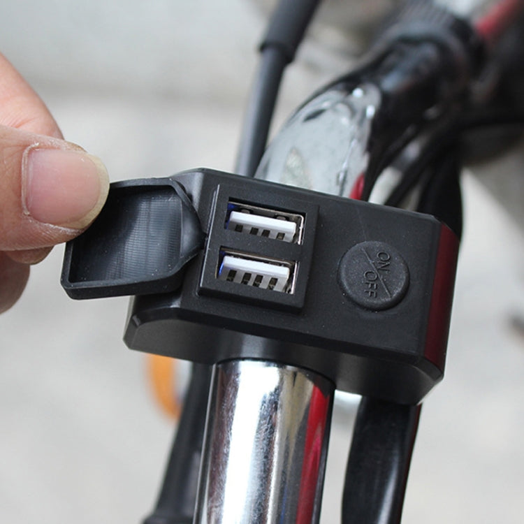 Motorcycle Dual USB Mobile Phone Charger 5V 3A Fast Charging(Black) - Battery Charger by PMC TechLife | Online Shopping South Africa | PMC TechLife | Buy Now Pay Later Mobicred