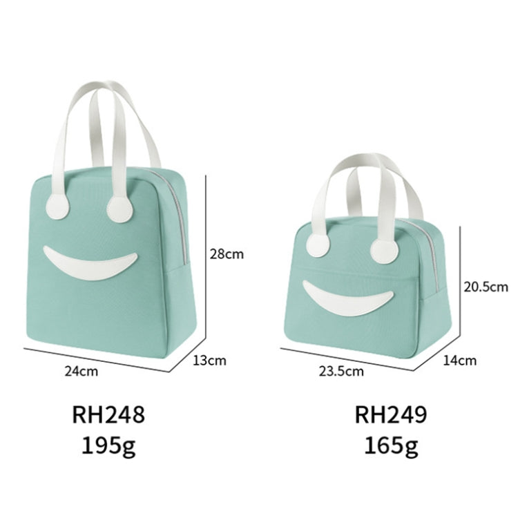 Smile Lunch Bag with Leather Handles, Size: L (Green) - Lunch Bags by PMC TechLife | Online Shopping South Africa | PMC TechLife | Buy Now Pay Later Mobicred