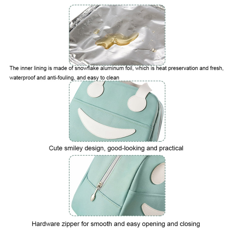 Smile Lunch Bag with Leather Handles, Size: L (Green) - Lunch Bags by PMC TechLife | Online Shopping South Africa | PMC TechLife | Buy Now Pay Later Mobicred