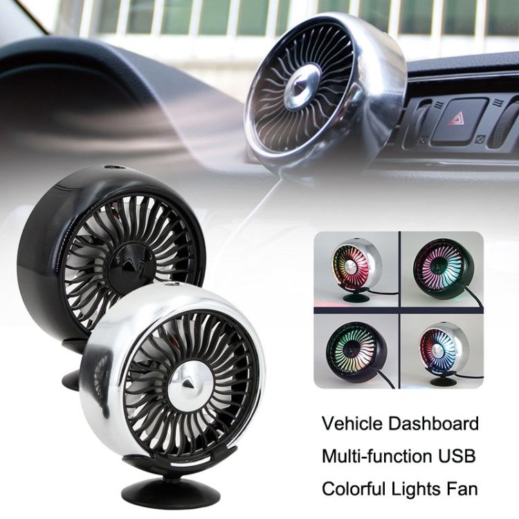 F102 Vehicle Dashboard Multi-function USB Colorful Lights Fan(Silver) - Heating & Fans by PMC TechLife | Online Shopping South Africa | PMC TechLife | Buy Now Pay Later Mobicred
