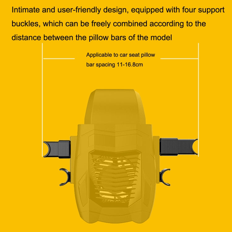 F415 Car Multifunctional Seat Back USB Fan(Yellow) - Heating & Fans by PMC TechLife | Online Shopping South Africa | PMC TechLife | Buy Now Pay Later Mobicred