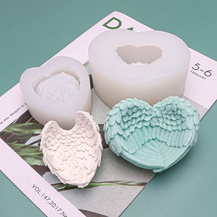 Heart Shaped Angel Wings Silicone Mold Baking Ice Cream Candle Aromatherapy Mold, Specification: S - Food Molds by PMC TechLife | Online Shopping South Africa | PMC TechLife