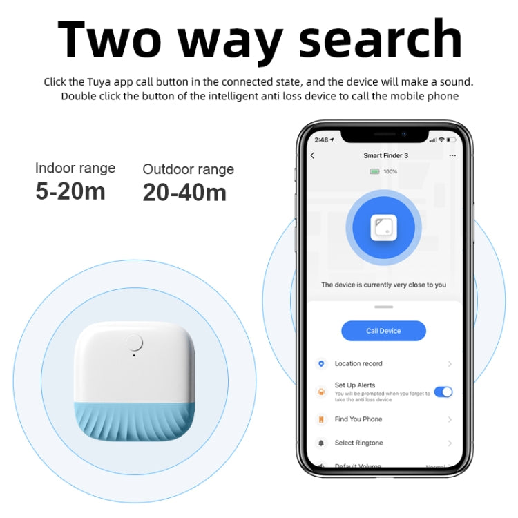 Wallet Key Finder Two Way Bluetooth Intelligent Anti-lost Device(Yellow) - free shipping - PMc TechLife - Order now!