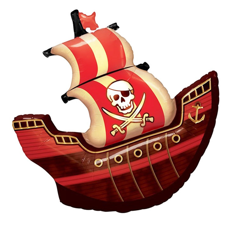 5PCS Pirate Ship Balloon Cartoon Halloween Aluminum Film Balloon(Red Black) - Balloons by PMC TechLife | Online Shopping South Africa | PMC TechLife